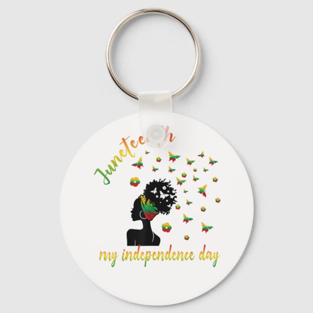 Awesome Messy Bun Juneteenth Celebrate 19th June Keychain (Front)