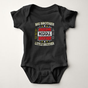 Awesome Middle Brother - is Big and Little  Baby Bodysuit