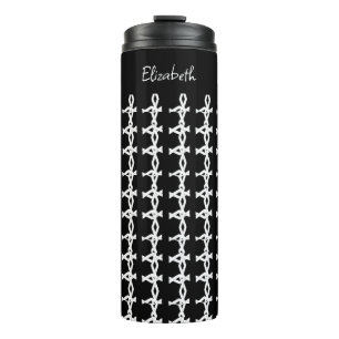 Awesome, Minimal, Black and White Chain Pattern Thermal Tumbler