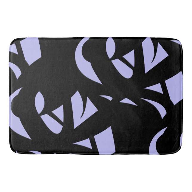 Awesome Modern Art  Black and Lavender Bath Mat (Front)