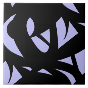 Awesome Modern Art Black and Lavender Tile