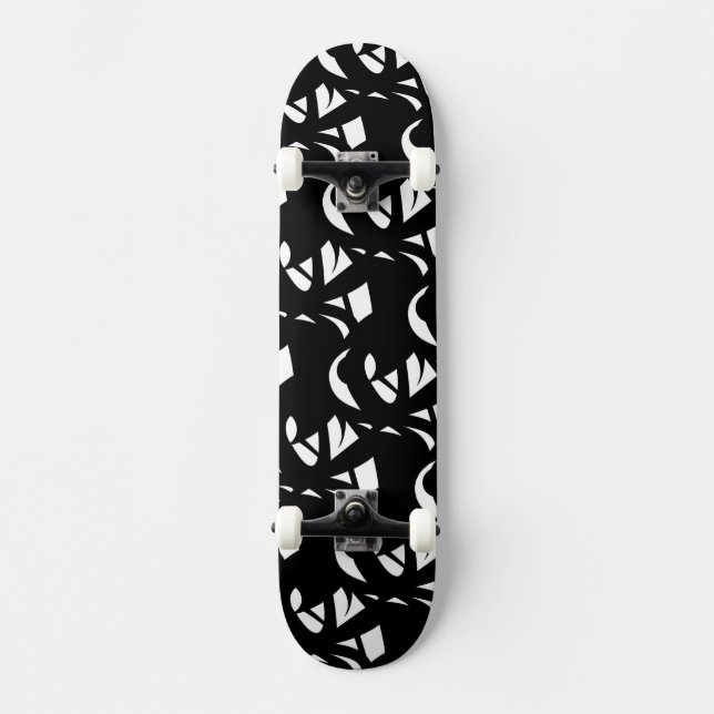 Awesome Modern Art  Black and White Skateboard (Front)