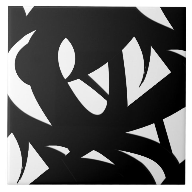 Awesome Modern Art  Black and White Tile (Front)