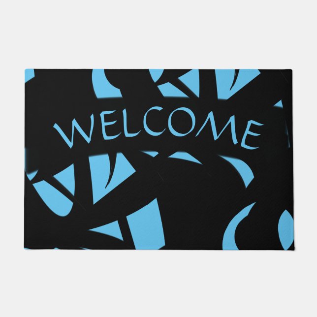 Awesome Modern Art Blue / Black Doormat (Front)