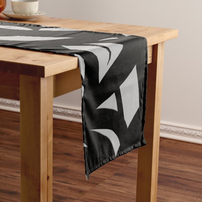 Awesome Modern Art Grey / Black Medium Table Runner (In Situ)