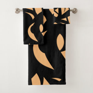 Awesome Modern Art Peach / Black Bath Towel Set