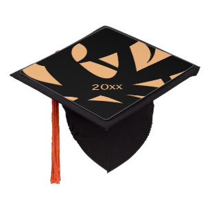 Awesome Modern Art Peach / Black Graduation Cap Topper