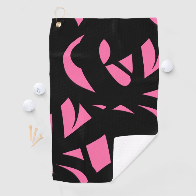 Awesome Modern Art Pink / Black Golf Towel (InSitu)