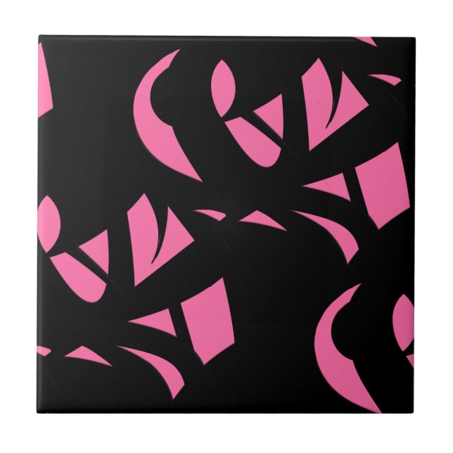 Awesome Modern Art Pink / Black Tile (Front)