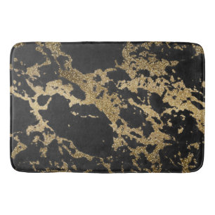Awesome modern faux gold glitter black marble bath mat