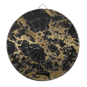 Awesome modern faux gold glitter black marble dartboard