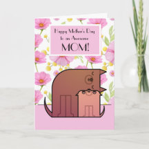 Awesome Mom 5" x 7" Folded Greeting Card
