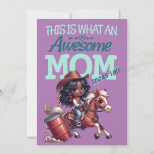  Awesome Mom Cowgirl Mother's Day Personalized Card