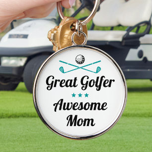 Awesome Mom Golfer Mother's Day Green Custom Keychain
