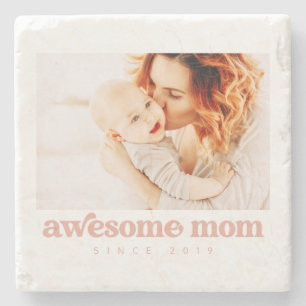 Awesome Mom Since 20XX Modern Mother's Day Stone Coaster