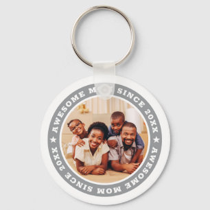 Awesome Mom Since 20XX Modern Simple Photo Keychain