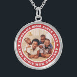 Awesome Mom Since 20XX Modern Simple Photo Sterling Silver Necklace<br><div class="desc">This simple and modern design is composed of serif typography and add a custom photo. Awesome Mom Since 20XX  circles the photo of your mom,  mother,  mama,  mum etc. This is a perfect gift for your Mom on her birthday,  mother's day,  christmas,  etc.</div>