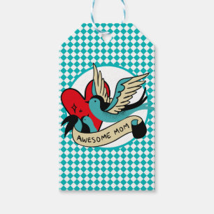 Awesome Mom Tattoo and Harlequin Mother's Day Gift Tags