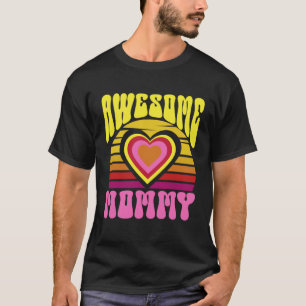 Awesome Mommy Cute Sunset Hearts Mother s Day Retr T-Shirt