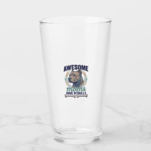 Awesome Moms Have Pitbulls Dog Bone Wreath Glass