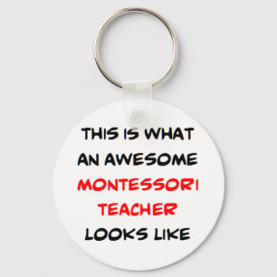 awesome montessori teacher coffee mug keychain