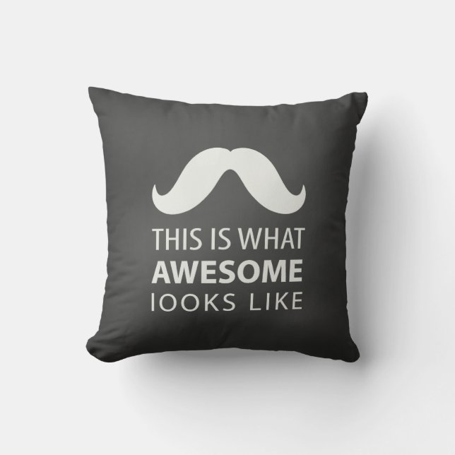 Awesome Moustache Throw Pillow (Front)