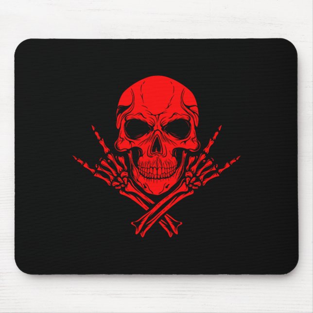 Awesome Music Skull Rocker Greeting Red Skull  Mouse Pad (Front)