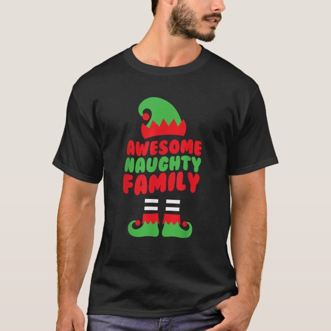 Awesome Naughty Family Cute Xmas ELF Squad  T-Shirt (Front)
