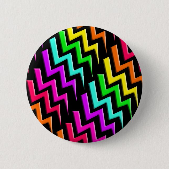 Awesome Neon Lightning Bolts Pattern 2 Inch Round Button (Front)