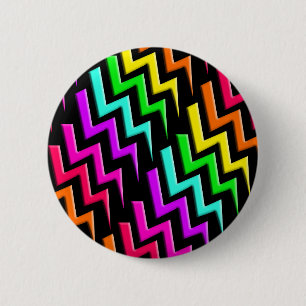 Awesome Neon Lightning Bolts Pattern 2 Inch Round Button