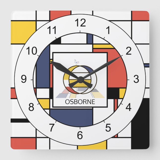 Awesome Neoplasticism Art Monogram. Letter O Square Wall Clock (Front)
