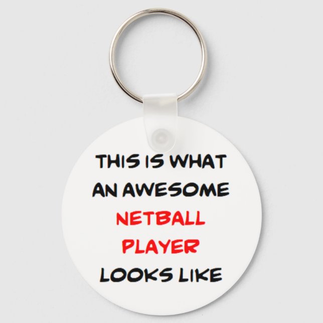 awesome netball player coffee mug keychain (Front)