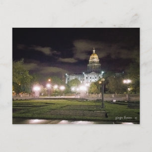 Awesome Night View, Colorado State Capital Bldg Postcard