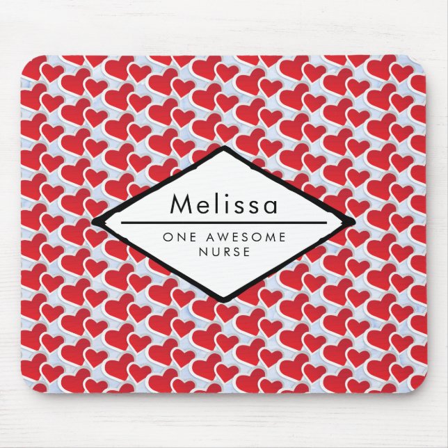 Awesome Nurse Reating Heart Pattern Mouse Pad (Front)