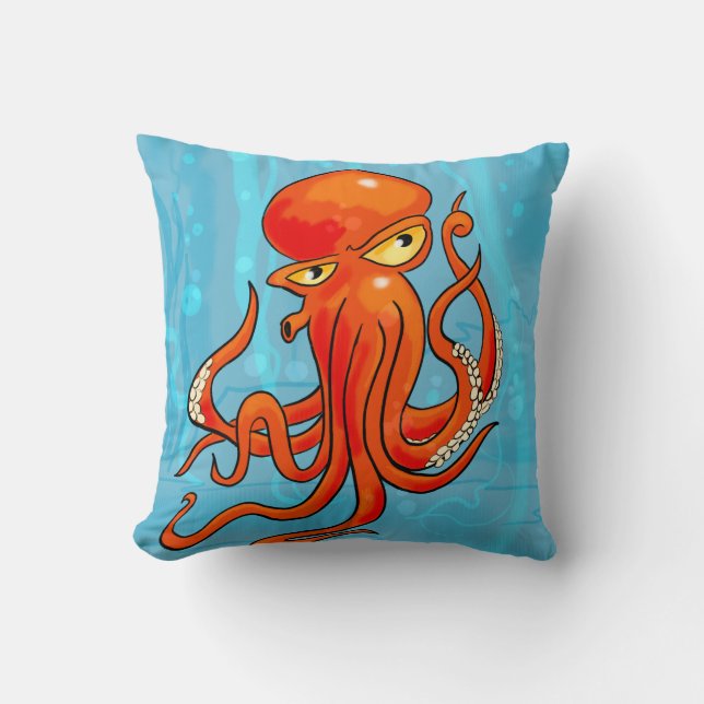 Awesome Octopus Backpack Throw Pillow (Front)