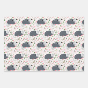 Awesome Oppossum Possum wrapping paper floral rose