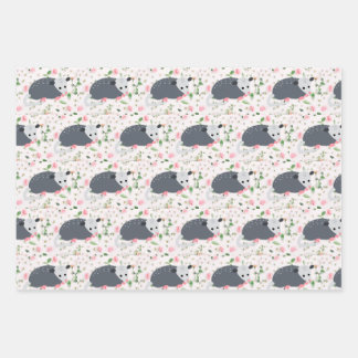 Awesome Oppossum Possum wrapping paper floral rose