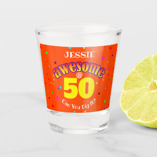 AWESOME Orange 50TH BIRTHDAY  Shot Glass