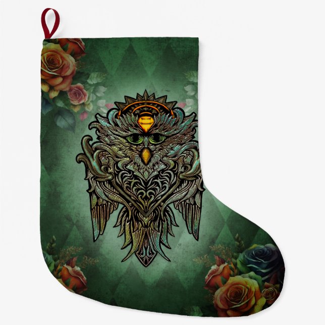 Awesome owl  large christmas stocking (Front)