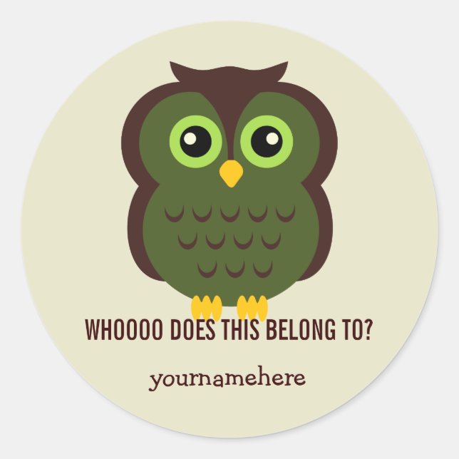 Awesome Owl THIS BELONGS TO Stickers (Front)
