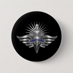Awesome Paratrooper Custom Designed Wings 2 Inch Round Button