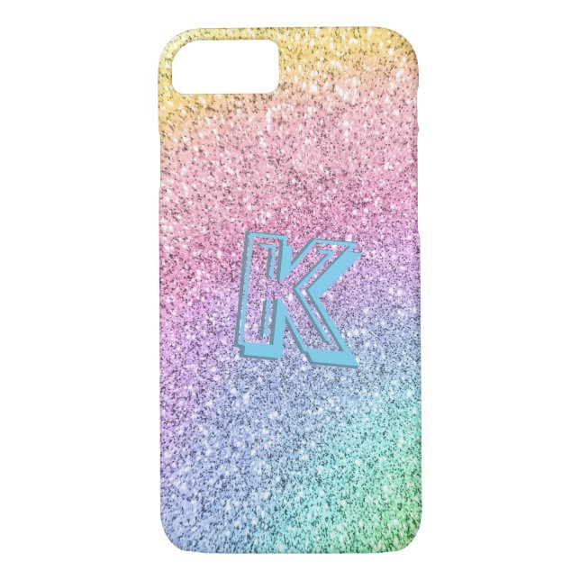 Awesome Pastel Glitter Girly Monogrammed Custom Case-Mate iPhone Case (Back)
