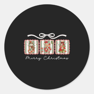 Awesome Patchwork Santa Merry Christmas Classic Round Sticker