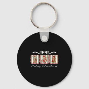 Awesome Patchwork Santa Merry Christmas Keychain