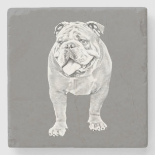 Awesome Pencil Bulldog Marble/Stone Coaster