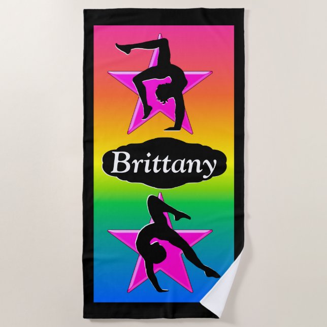 AWESOME PERSONALIZED GYMNASTICS BEACH TOWEL (Front)