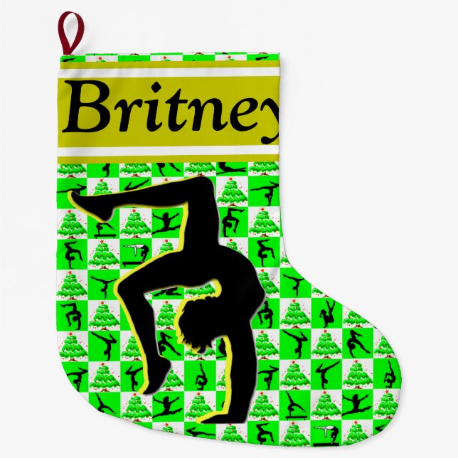 AWESOME PERSONALIZED GYMNASTICS CHRISTMAS STOCKING (Front)