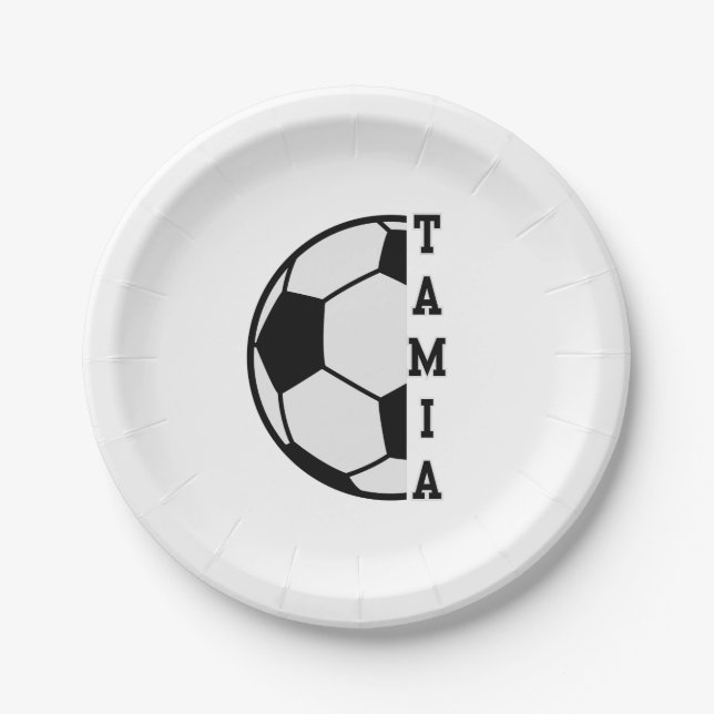 Awesome Personalized Name Soccer Ball Sports Paper Plate (Front)