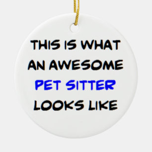 awesome pet sitter ceramic ornament