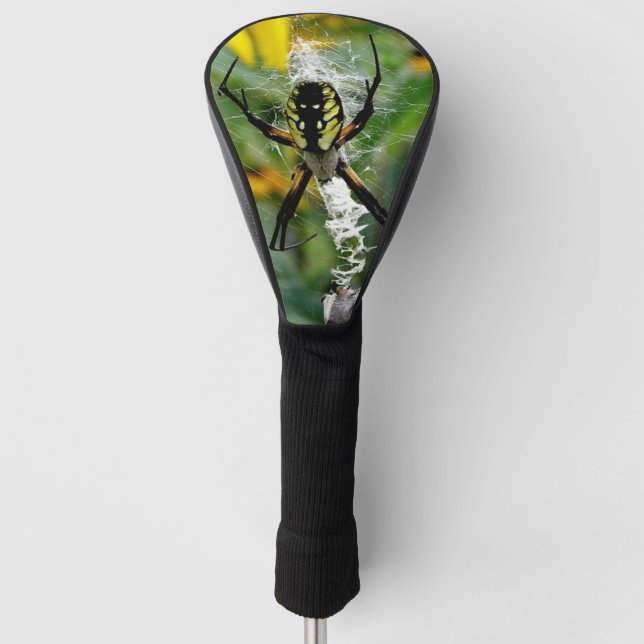 Awesome Photo Orb Spider in Web Golf Head Cover (Front)